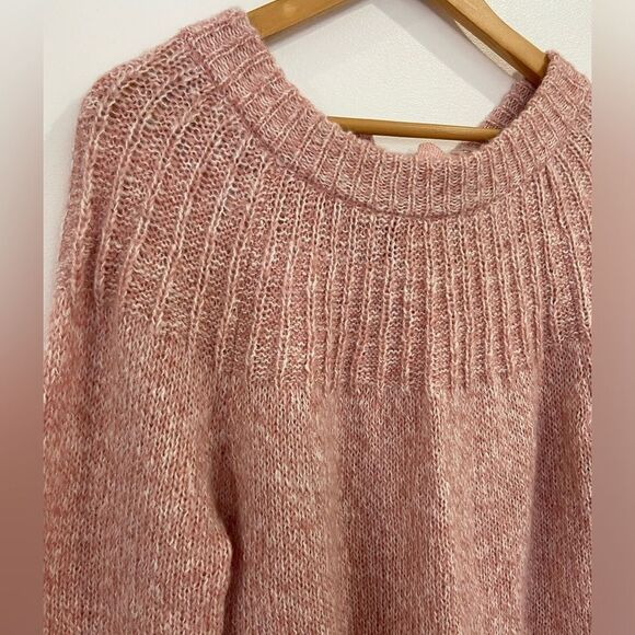 Lauren Conrad Long Sleeve Pink Fuzzy Sweater with Satin Back Bow Size Large - Picture 6 of 15